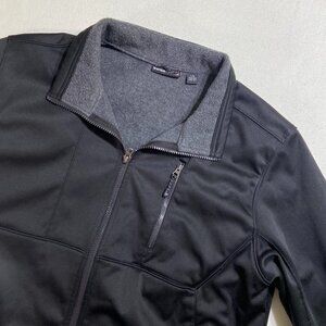 Swiss Tech Midnight Softshell Jacket Mens Large Black full zip fleece lined